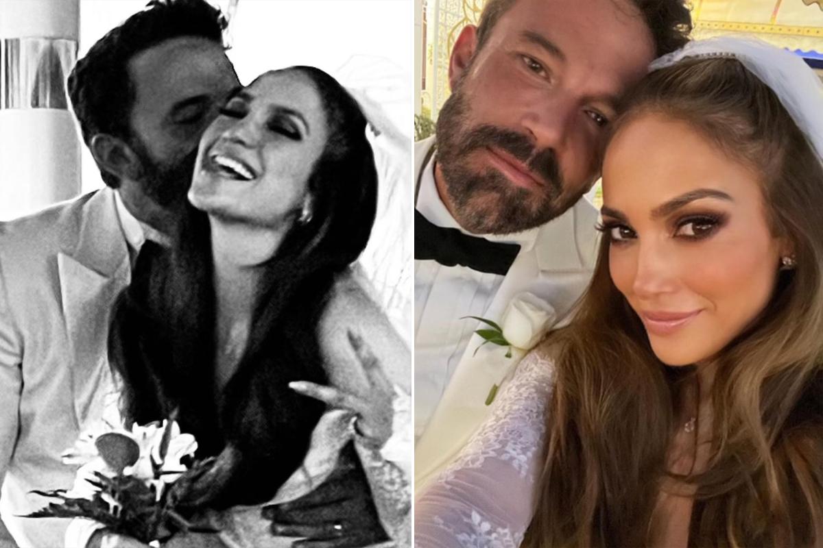 Jennifer López se casa con Ben Affleck con vestido de novia de 'vieja película'