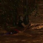 La mujer aterrorizada se aferró a un árbol mientras las aguas de la inundación la azotaban en el suroeste de Sydney.