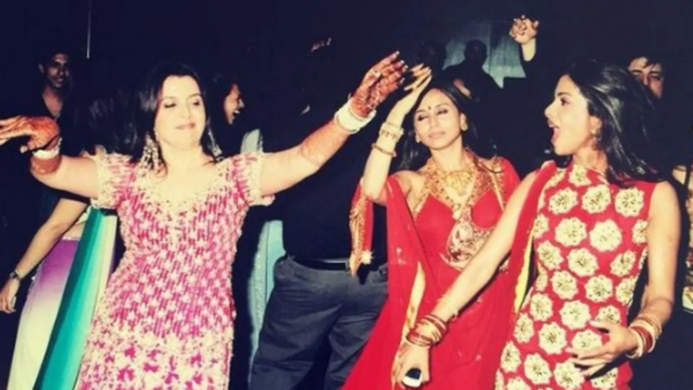 Priyanka Chopra, Rani Mukerji bailan con 'drunk dulhan' Farah Khan en una foto antigua de su sangeet.  ver foto