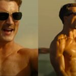 BTS footage of Miles Teller and Glen Powell filming the beach football scene.