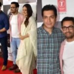 Aamir Khan posa con Kiran Rao, Junaid, Ira Khan en el estreno de Laal Singh Chaddha;  Saif Ali Khan se une a Kareena Kapoor