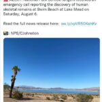 CUARTO conjunto de restos humanos encontrados en el lago Mead afectado por la sequía mientras el hombre dice que el segundo cuerpo es su padre ahogado