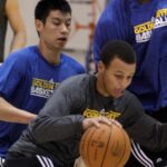 Jeremy Lin and Stephen Curry as teammates on the Warriors