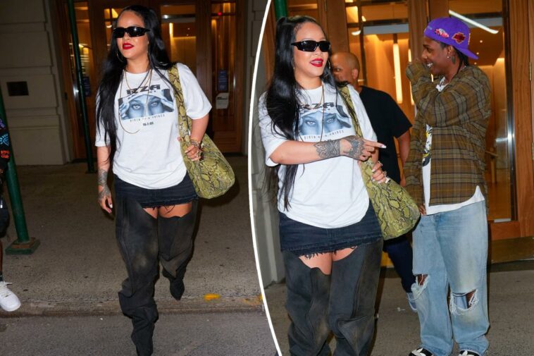 Las lujosas botas hasta los muslos de Rihanna podrían haber pasado por pantalones