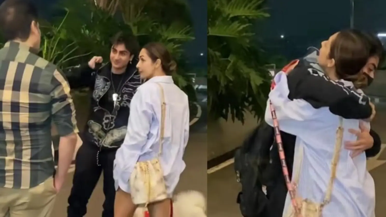  Malaika Arora y Arbaaz Khan abrazan a su hijo Arhaan Khan cuando lo despiden en el aeropuerto;  los fanáticos los llaman 'padres sensatos'
