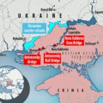 Rusia ha comenzado a mover los puestos de mando desde la orilla oeste del río Dnipro (izquierda) hacia el este (derecha, con el alcalde Vitaly Kim diciendo que las tropas están siendo