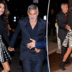 Amal Clooney celebra su aniversario con George con traje animal print
