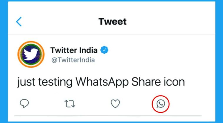 twitter, twitter news, twitter whatsapp share icon,