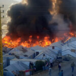 100 familias sirias desplazadas por incendio en campamento en Líbano
