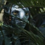 Jake Sully peering through plants in Avatar: The Way of Water