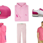 Ropa de golf rosa para honrar el mes de concientización sobre el cáncer de mama