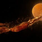 En un nuevo estudio, investigadores de la Universidad de Durham afirman que el impacto gigante colocó inmediatamente a la luna en órbita alrededor de la Tierra (impresión del artista en la foto)