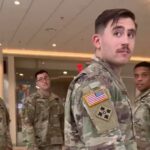 El hombre primero llama la atención de los soldados al preguntar 'ustedes, estadounidenses' en el video ahora viral.