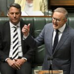 Anthony Albanese ha acusado a Peter Dutton de 'silbar a un perro' a los votantes racistas al quejarse de que Australia paga a los países pobres por la pérdida de daños climáticos.