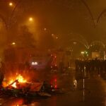 Enfrentamientos en Bruselas tras el partido del Mundial de fútbol entre Bélgica y Marruecos esta tarde