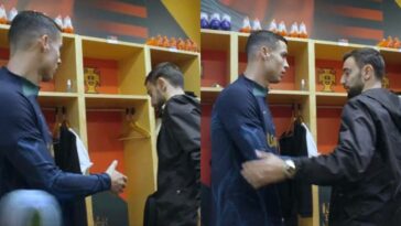 Ver: El apretón de manos 'frío' de Bruno Fernandes con su compañero de equipo del Manchester United, Cristiano Ronaldo