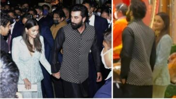 Alia Bhatt, Ranbir Kapoor gritan realeza mientras caminan de la mano en la fiesta de compromiso de Anant Ambani, disfruta del dhol.  Reloj