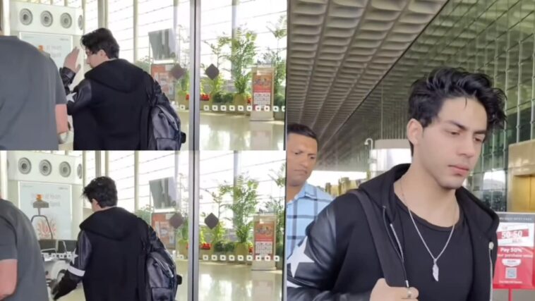 Aryan Khan les recuerda a los fanáticos a papá Shah Rukh Khan mientras saluda a la seguridad del aeropuerto con salam.  Reloj