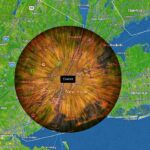 Asteroid Launcher permite a los usuarios elegir una ubicación para dejar caer un asteroide.  Esta simulación lanzó un asteroide de una milla de ancho en Time Square en la ciudad de Nueva York, creando un cráter de 34 millas de ancho.