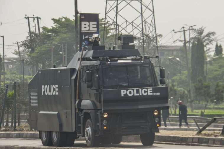 Nigeria police on patrol. (Photo by Olukayode Jaiyeola/NurPhoto via Getty Images)