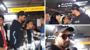 Katrina Kaif, Vicky Kaushal regresan a Mumbai después de las vacaciones de Rajasthan, son acosadas por ansiosos fanáticos en el aeropuerto.  Reloj