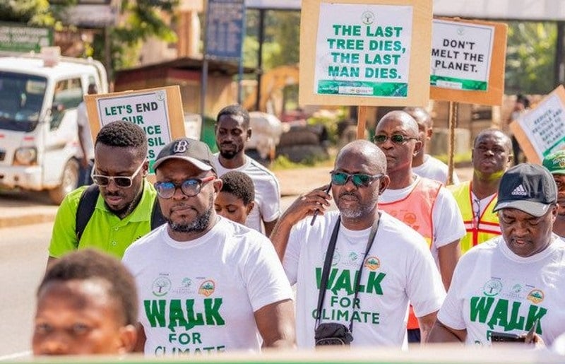 Climate Change Awareness Walk in Kumasi, Ghana, hosted by Climate Communications and Local Governance Africa. 