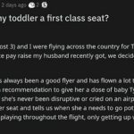Una madre ha provocado un feroz debate en Reddit con respecto a la 'regla no escrita' de llevar a los niños en la sección de primera clase de los aviones, después de revelar que un pasajero la reprendió por hacerlo.