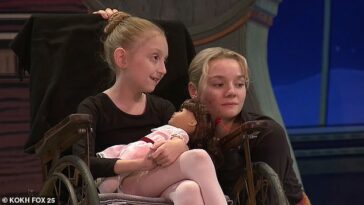Superestrella: Olivia Francis, de 9 años, a la izquierda, había soñado durante mucho tiempo con actuar en el Cascanueces, pero solo un año después de comenzar las clases de baile, le diagnosticaron una rara enfermedad neurológica.