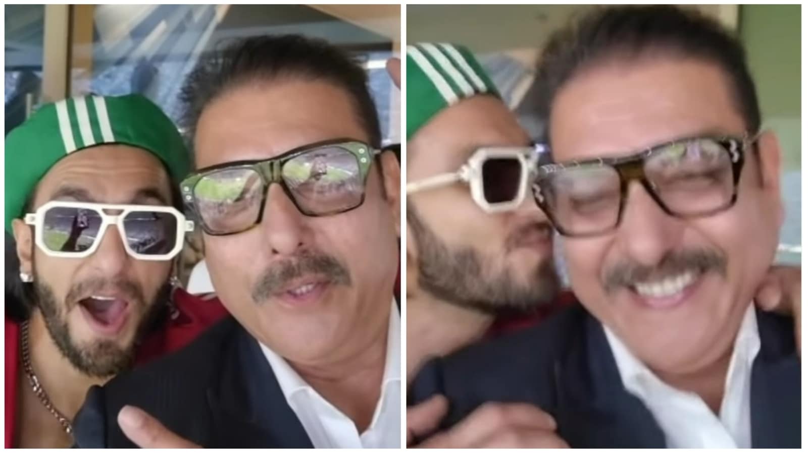  Ranveer Singh besa a Ravi Shastri mientras dice que el actor nunca se pierde 'dondequiera que esté sucediendo algo'.  Reloj
