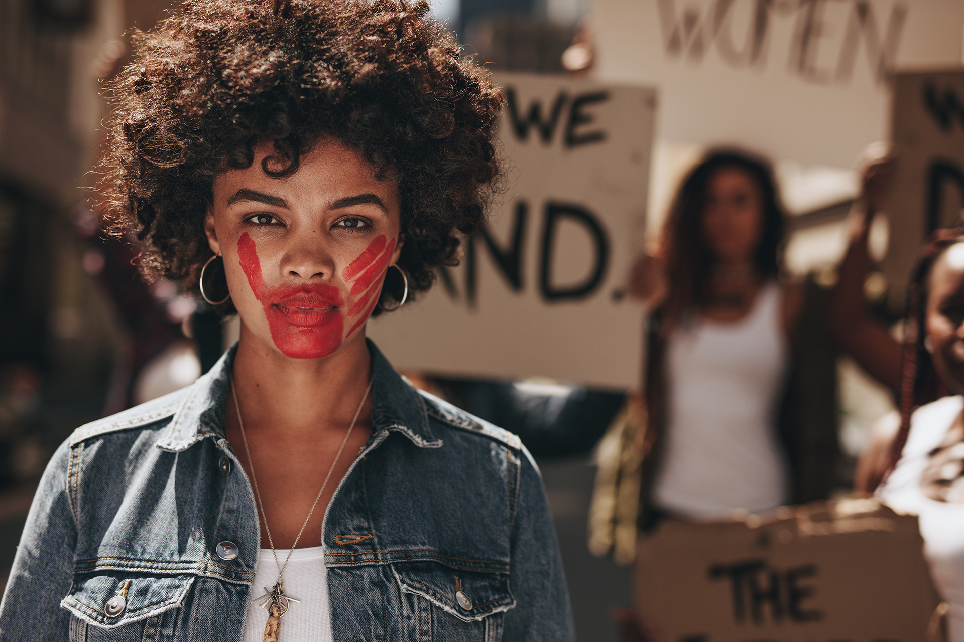 women protest