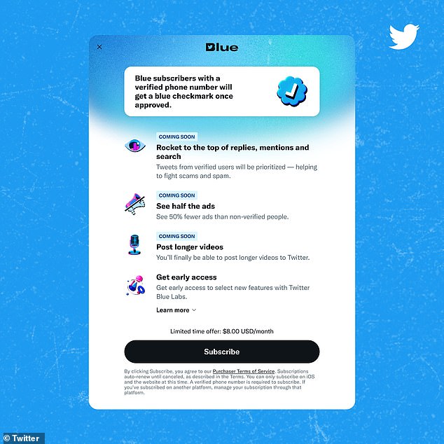 Twitter ha relanzado 'Twitter Blue', un servicio de suscripción que otorga a los usuarios un 'Blue Tick' de verificación por una tarifa mensual.