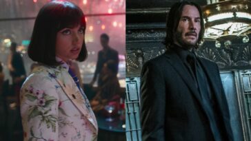 Ana de Armas in The Gray Man and Keanu Reeves in John Wick: Chapter 3 - Parabellum, pictured side by side.