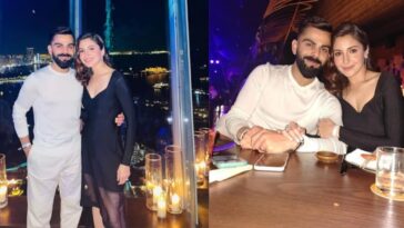 Anushka Sharma deslumbra con un vestido negro cuando sale con Virat Kohli en la víspera de Año Nuevo en Dubái;  posa para fotos romanticas
