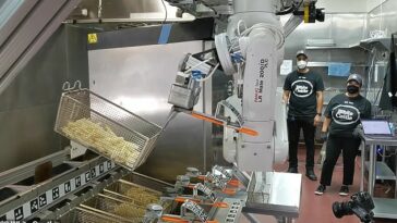 White Castle está probando el robot Flippy en 100 ubicaciones.  Este brazo robótico voltea cientos de hamburguesas diariamente y fríe varios elementos del menú.  Cuesta $3,000 al mes por un robot