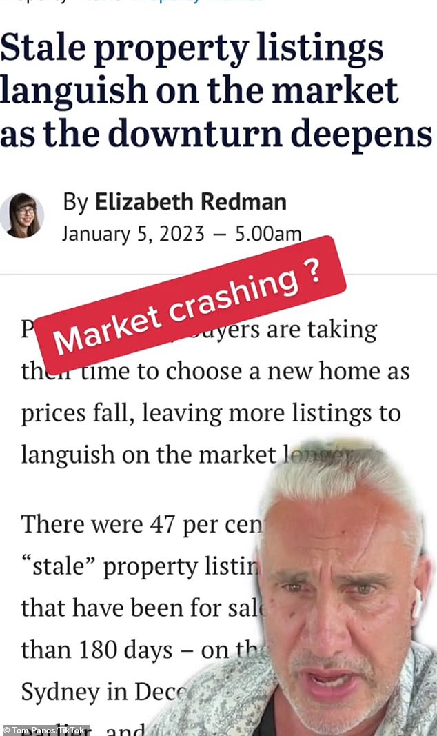El gurú de bienes raíces Tom Panos acudió a las redes sociales el jueves (en la foto) y repartió una brutal verificación de la realidad para que los vendedores bajaran sus precios.