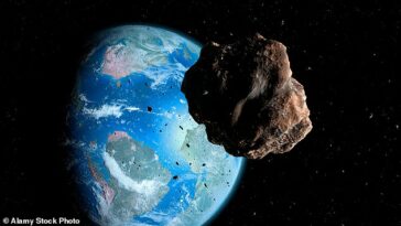 ¡No mires hacia arriba!  Un asteroide del tamaño de un autobús londinense, conocido como 2023 BU, hará el cuarto acercamiento más cercano a la Tierra registrado esta semana (imagen de archivo)