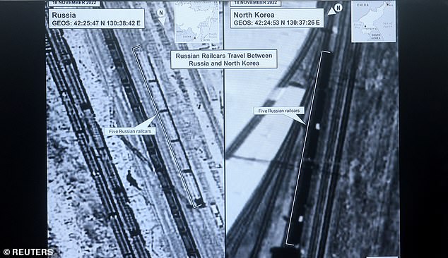 La Casa Blanca publicó fotos satelitales que, según dijo, mostraban la entrega de cohetes al Grupo Wagner de Rusia desde Corea del Norte.