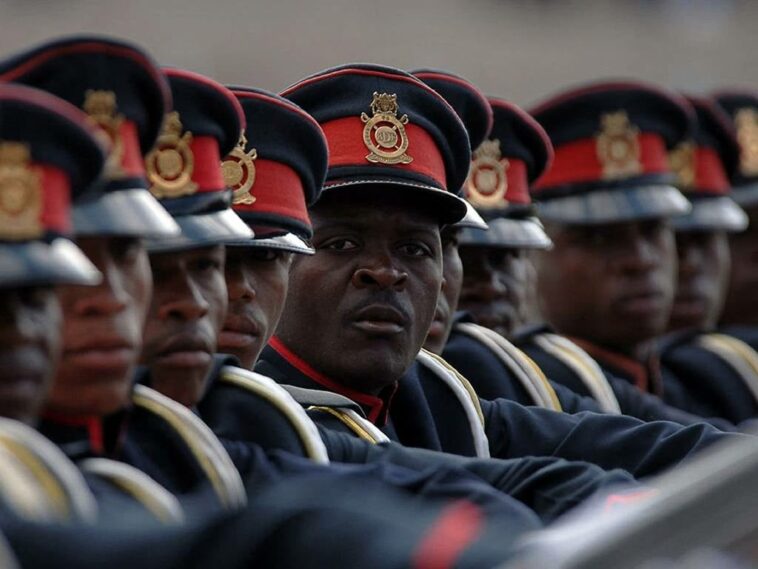 Botswana soldiers parade during the country's 41th Independence celebration.
