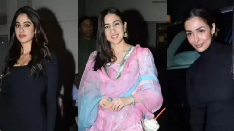 Janhvi Kapoor, Malaika Arora visten de negro, Sara Ali Khan luce un look étnico en la fiesta de aniversario de Varun Dhawan.  Mirar