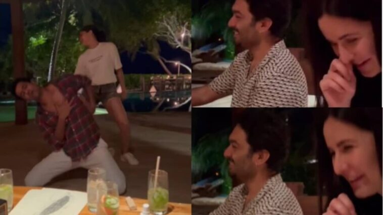 Katrina Kaif se sonroja mientras Vicky Kaushal baila para ella en las Maldivas, los fanáticos las llaman 'demasiado dulces'.  Reloj