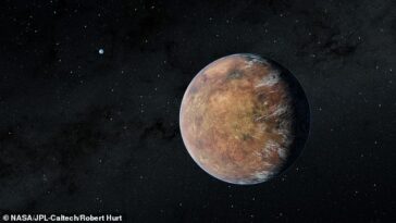 ¿Potencial para la vida?  Un planeta rocoso del tamaño de la Tierra que podría ser habitable ha sido visto a 100 años luz de nosotros, según ha revelado la NASA.  TOI 700 e se muestra en la impresión de un artista