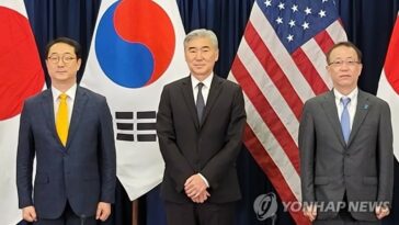Chief nuke envoys of S. Korea, U.S., Japan criticize N.K. push to bolster &apos;self-defensive&apos; capabilities