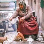Madre siria cuida a su hijo discapacitado y a sus gatos