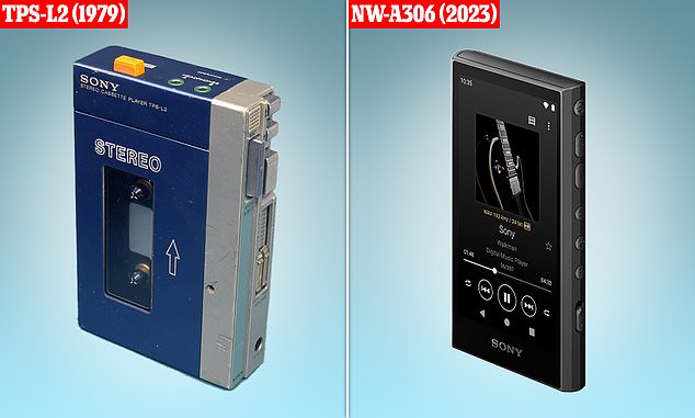 Sony ha lanzado un nuevo Walkman (derecha), más de 40 años después de que la versión original en casete (izquierda) saliera a la venta por primera vez