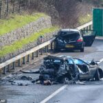 La escena de un accidente fatal en la M40 cerca de High Wycombe esta mañana, en el que también resultaron heridas 12 personas