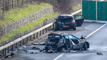 La escena de un accidente fatal en la M40 cerca de High Wycombe esta mañana, en el que también resultaron heridas 12 personas