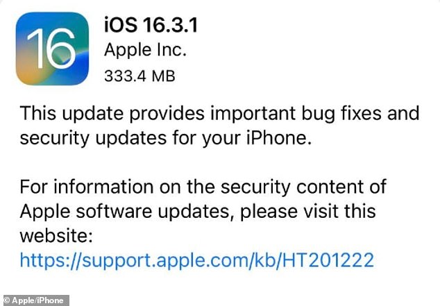 Apple lanzó iOS 16.3.1 el lunes.  El sistema operativo actualizado tiene parches para dos problemas de seguridad que se encontraron