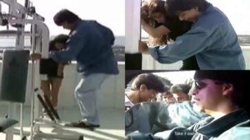 Cuando Shah Rukh Khan le enseñó a Gauri Khan cómo hacer ejercicio, estrechó la mano de los fanáticos mientras conducía en Mumbai.  ver video antiguo