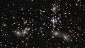 Hermosa: esta imagen fascinante es la última imagen de campo profundo tomada por el nuevo supertelescopio espacial de la NASA, James Webb.  Captura una región conocida como Cúmulo de Pandora, donde tres galaxias ya masivas se unen para formar un megacúmulo.
