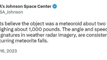 La NASA confirma que un meteorito de 2 pies golpeó Texas, pero asegura a las personas que el riesgo de las rocas espaciales es bajo